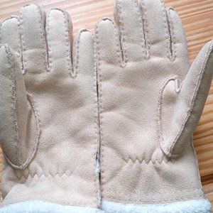 Hot Beige Suede Gloves, Windproof Touch Screen Lady's Winter Outdoor Gloves